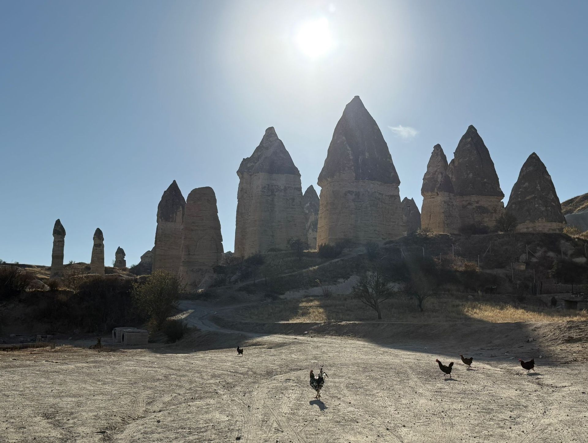 Mountainbikers in het landschap van Cappadocia